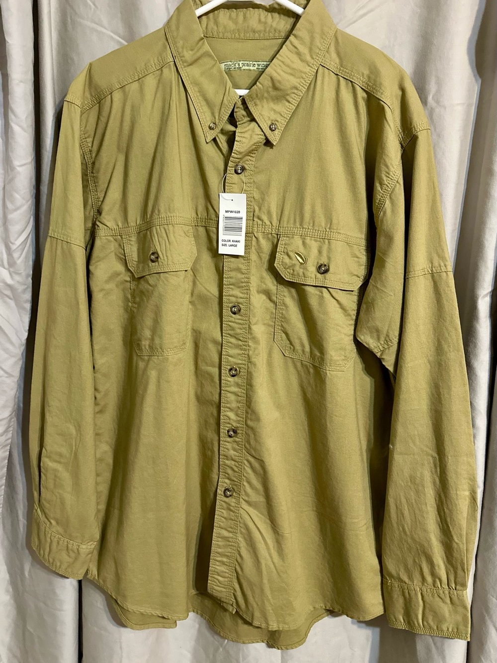 (2) Mack’s Prairie Wings Men's Lightweight Button-Down Coat Shirt in Tan/Olive